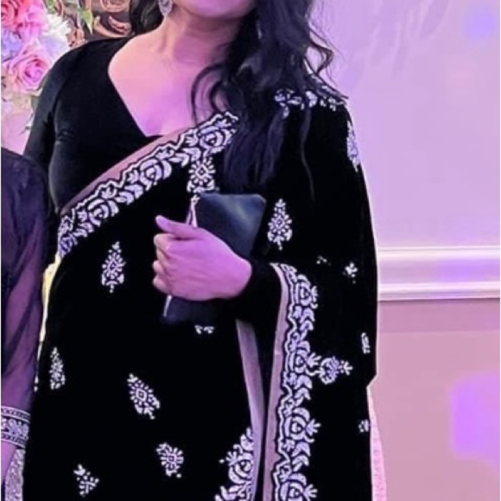 Elegant Black Embroidered Wedding Dress Saree